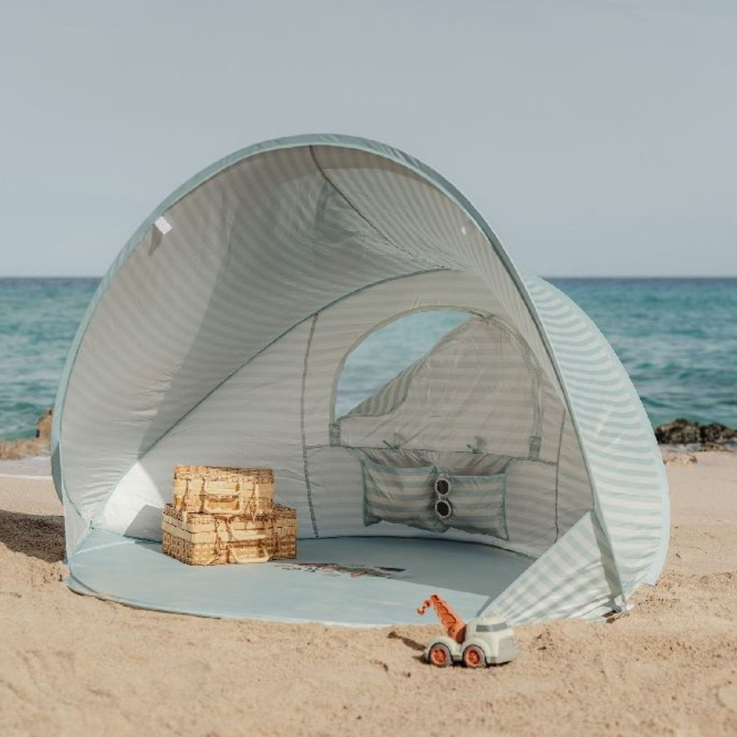 Blumixx Tente De Plage UL – 220x120x120 Cm, PVC/PE, UV Et Vent, Montage Facile, Turquoise