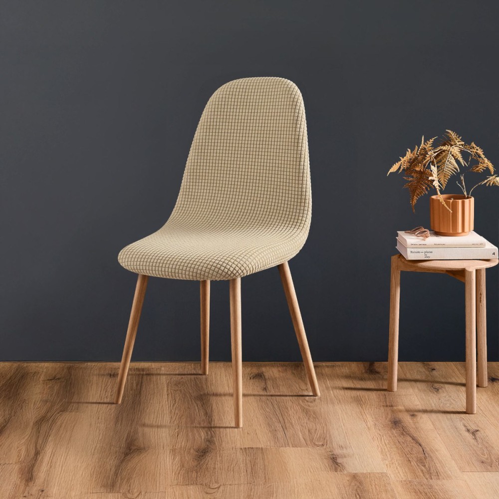 Housse de chaise scandinave extensible en polyester gaufré, DECORATIE