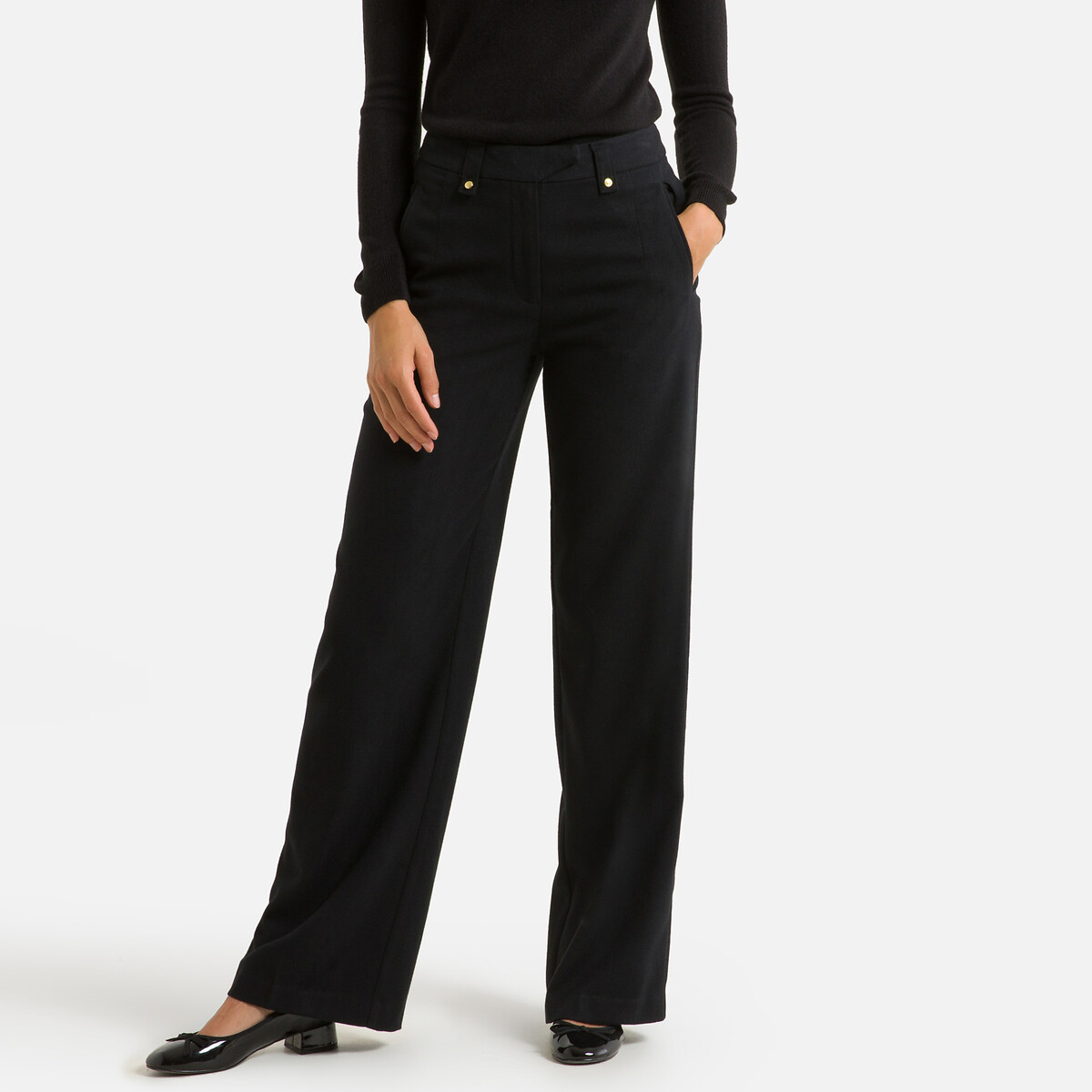 Flannel wide leg trousers, length 32 