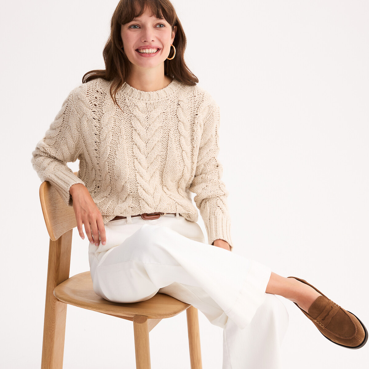 Cable Knit Jumper with Sparkly Effect, ANNE WEYBURN
