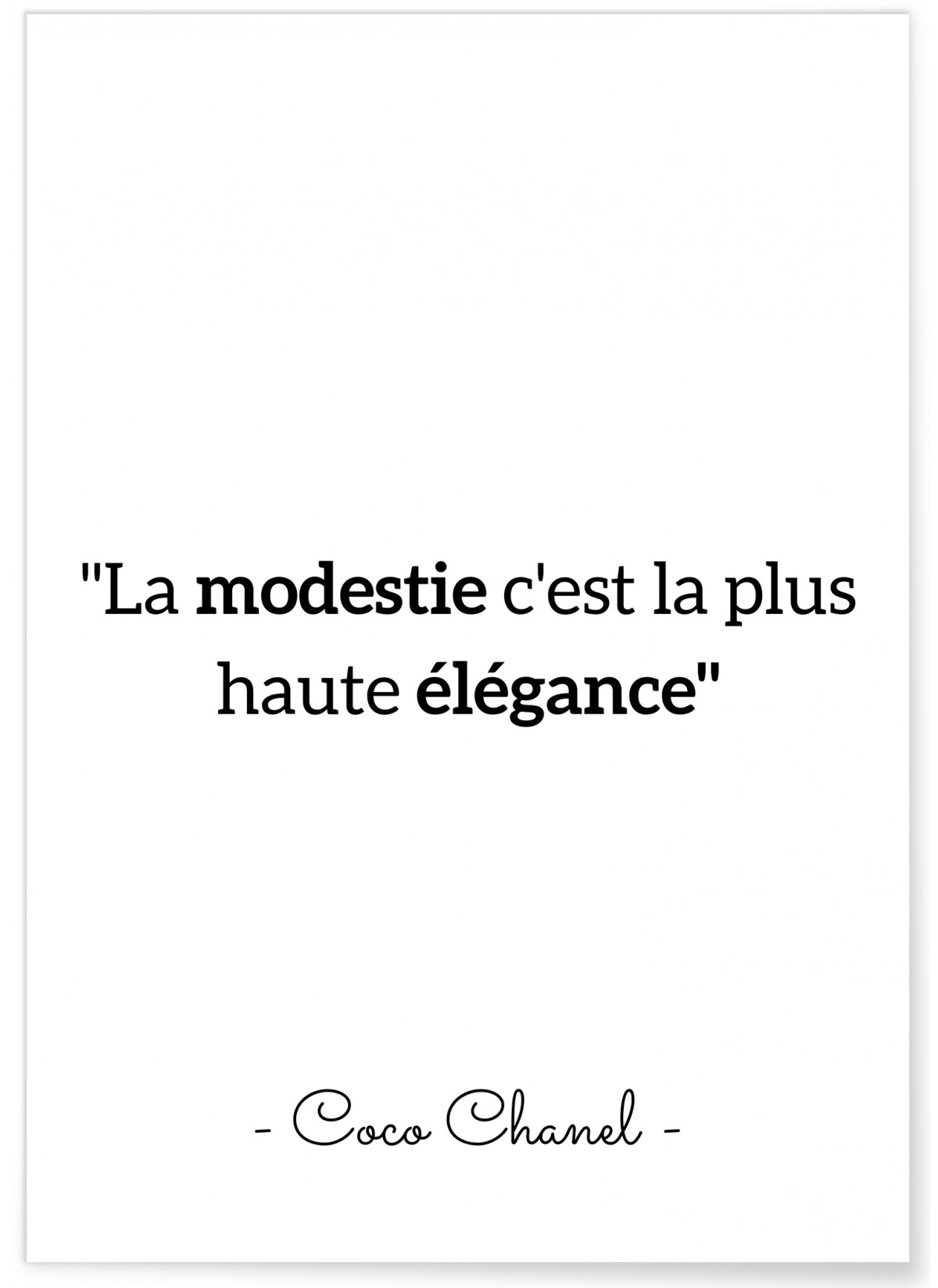 Affiche Coco Chanel : 'La modestie...', L'AFFICHERIE