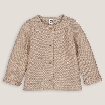 Cotton Garter Stitch Cardigan with Button Fastening LA REDOUTE COLLECTIONS