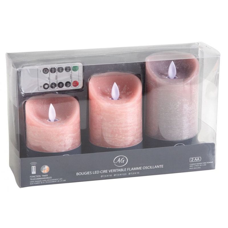 Coffret 3 bougies à led parfumées avec télécommande pamplemousse Couleur  pink Aubry Gaspard