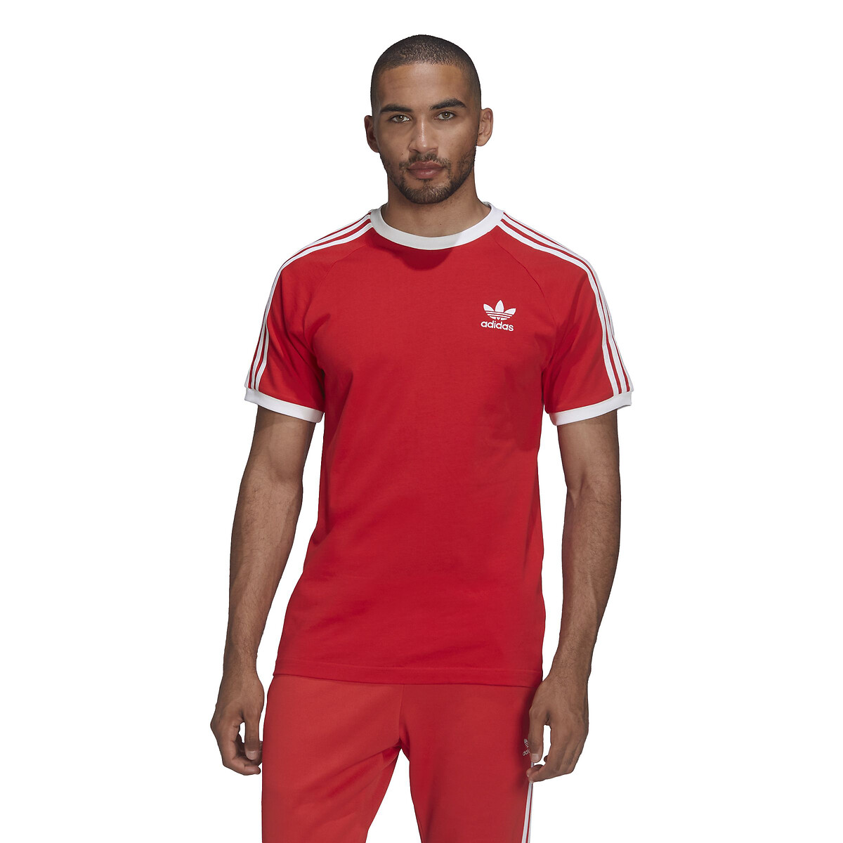 Original ballena necesidad Camiseta manga corta logotipo pequeño 3 bandas rojo Adidas Originals | La  Redoute