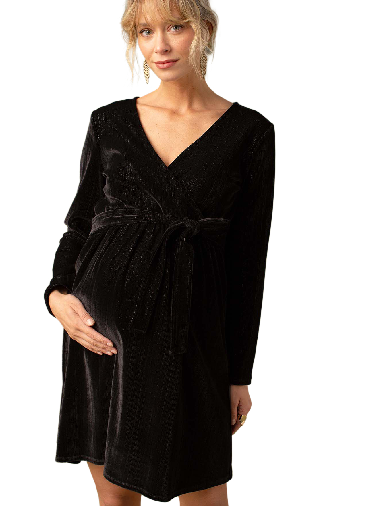 Robe de grossesse effet cache-coeur en velours, ENVIE DE FRAISE