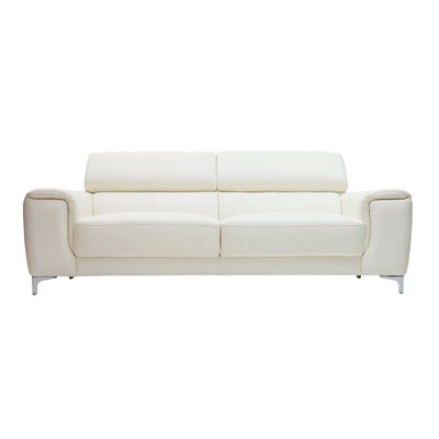 Canapé design avec têtières ajustables 3 places en cuir  et acier chromé NEVADA MILIBOO