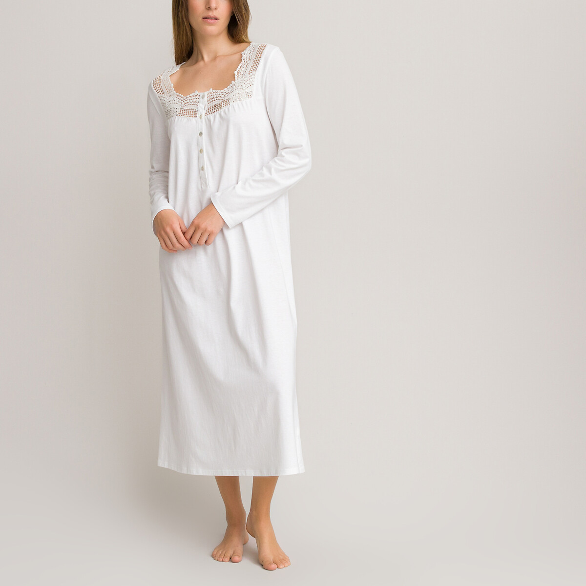 Image of Cotton and Lace Nightdress