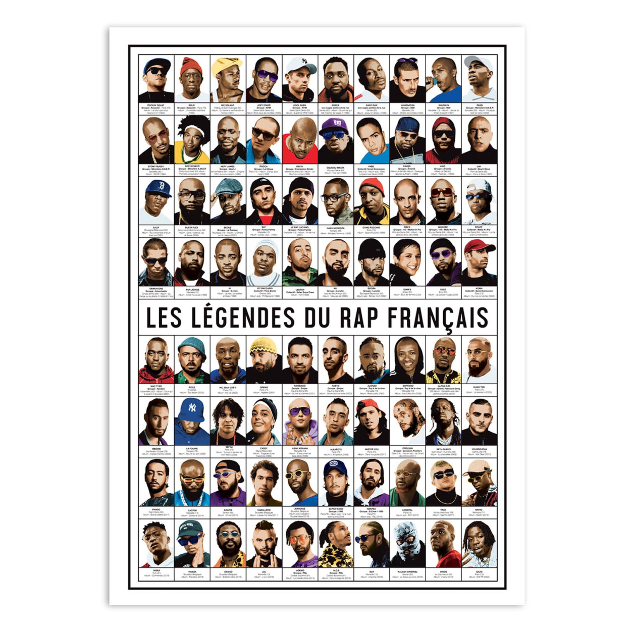 Affiche d'art - Les légendes du rap français - Olivier Bourdereau, WALL EDITIONS