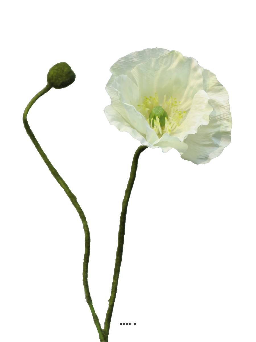 Pavot artificiel H60 cm 1 fleur et 1 bouton, ARTIFICIELLES