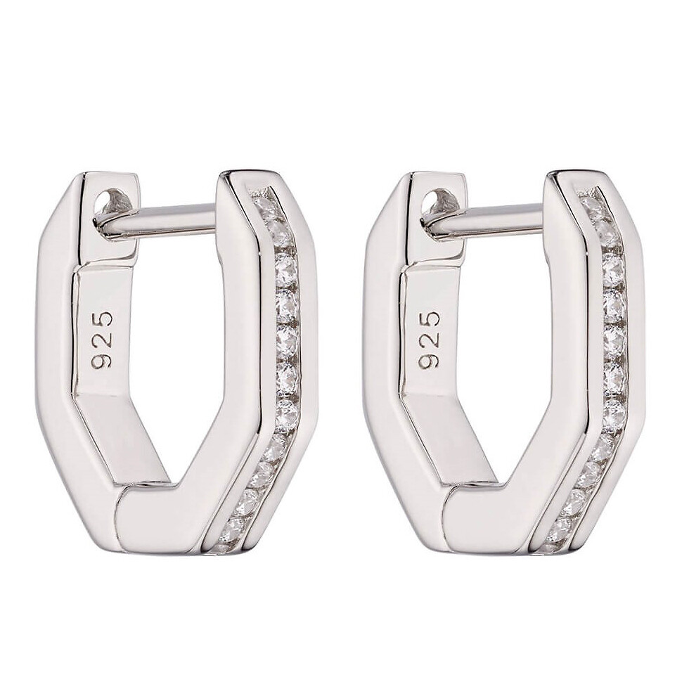 Silver octagon clearance hoop earrings