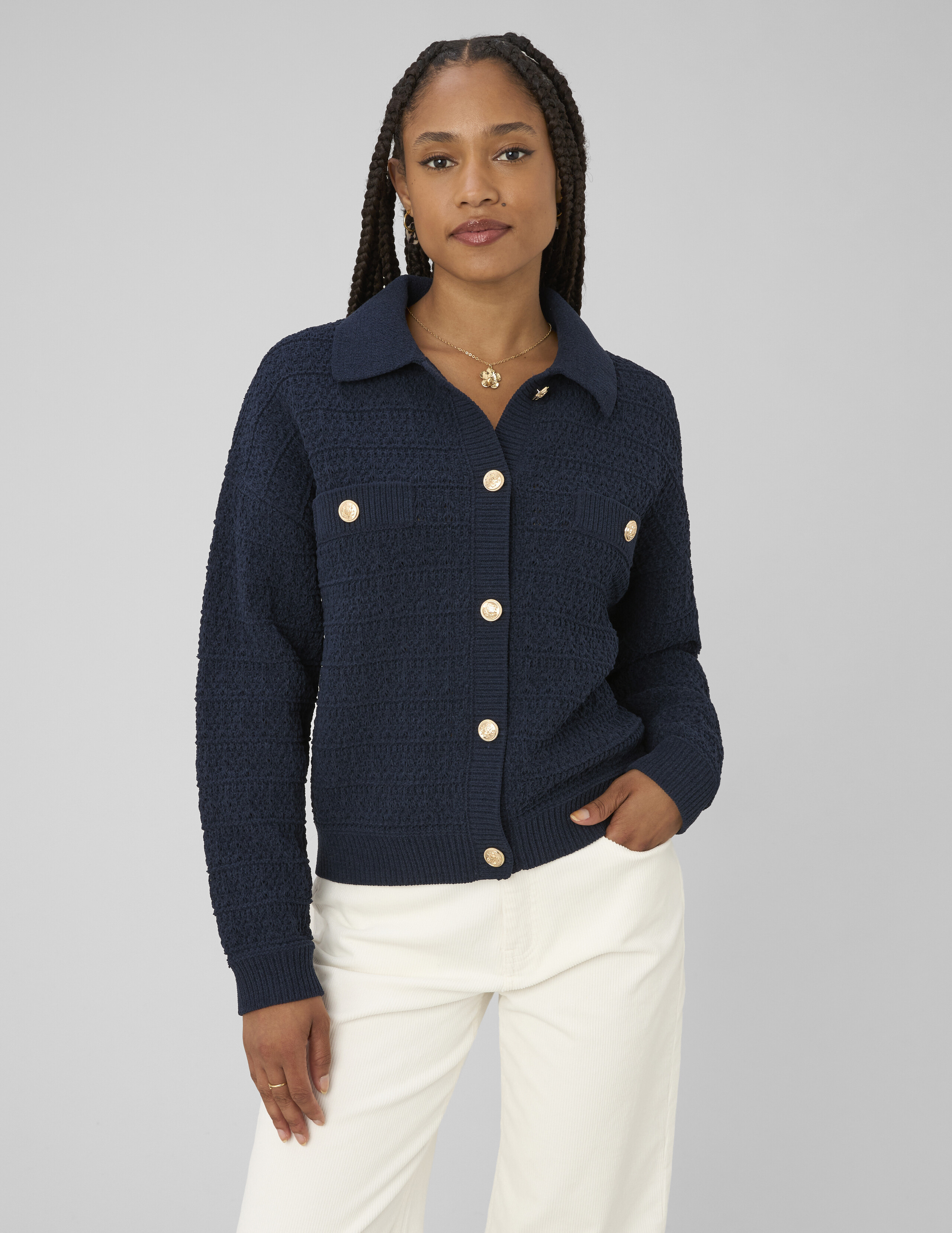 Gilet boutonné col polo, BZB