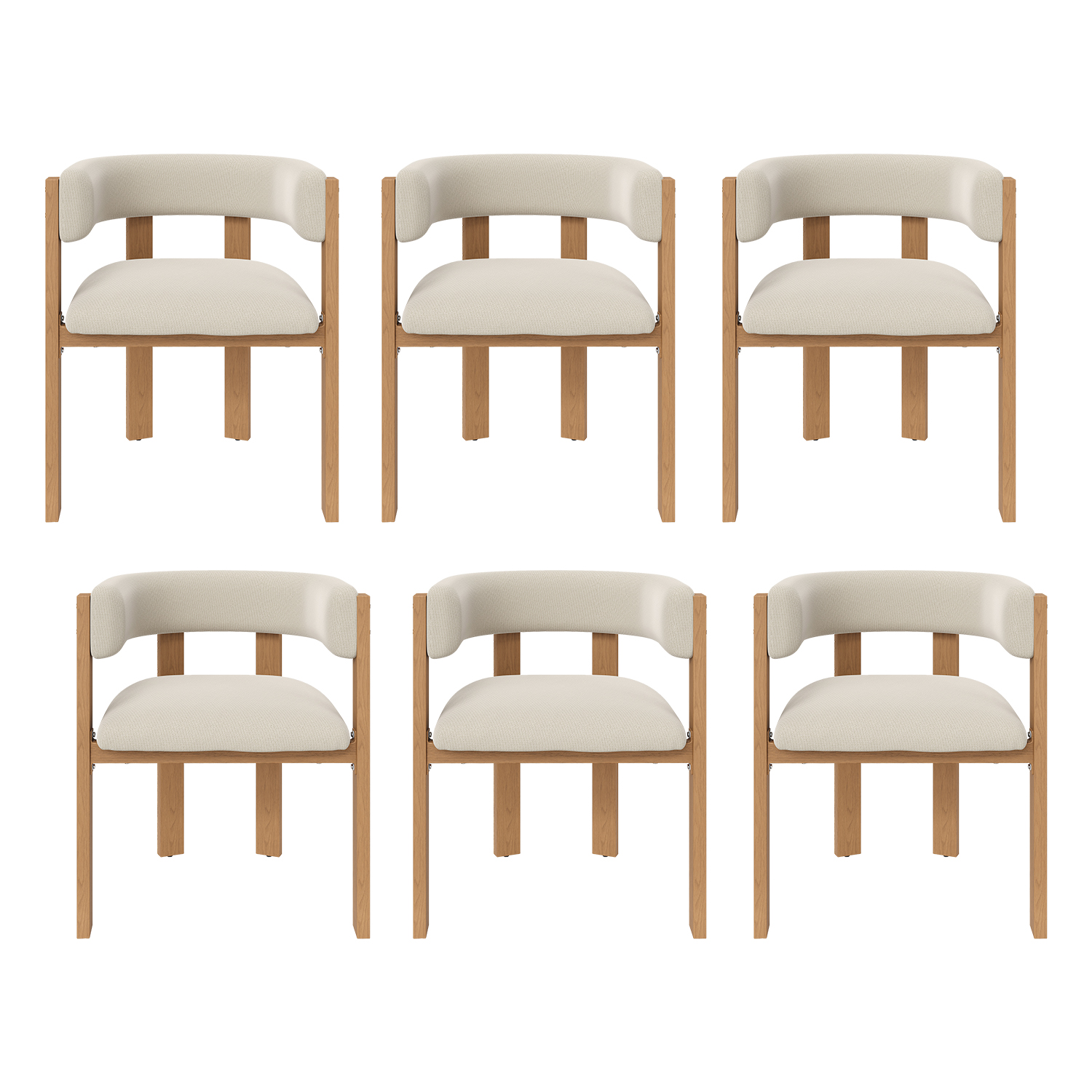 Lot de 6 chaises de salle à manger modernes en tissu flanelle, ONDINE, MEUBLES COSY