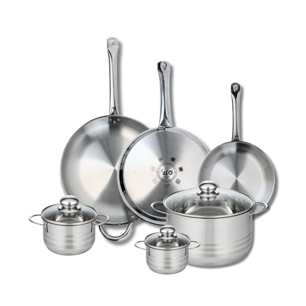 3 poêles 24/28/32cm + 3 faitouts 12/14/24cm PROFI BRILLANT, ELO
