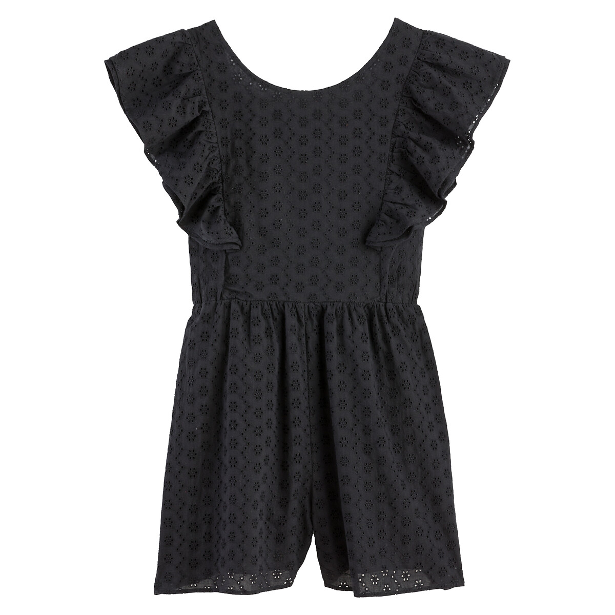 Cotton Broderie Anglaise Playsuit with Ruffles