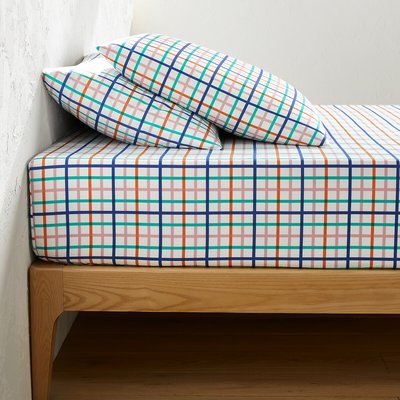 Tabaka Check 30cm High 100% Cotton Fitted Sheet LA REDOUTE INTERIEURS