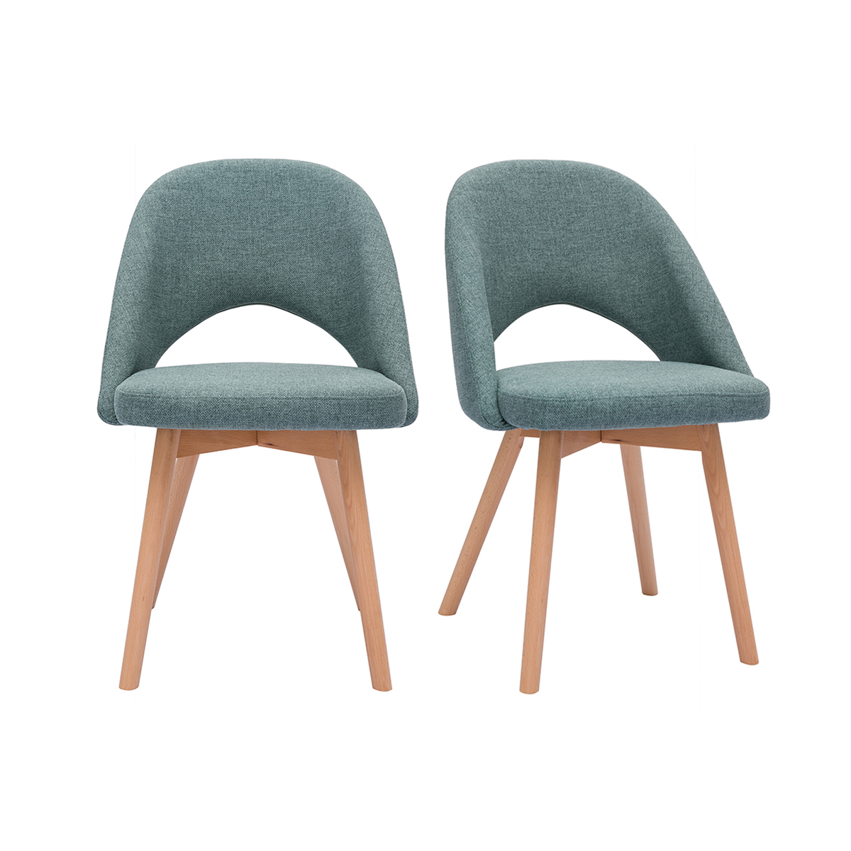 Chaises scandinaves en tissu velours côtelé vert kaki et bois clair (lot de 2) COSETTE, MILIBOO