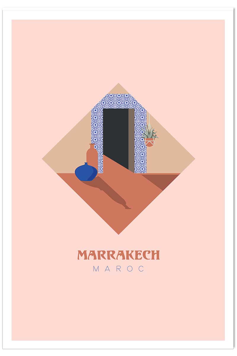 Affiche illustration graphique marrakech maroc, HEXOA