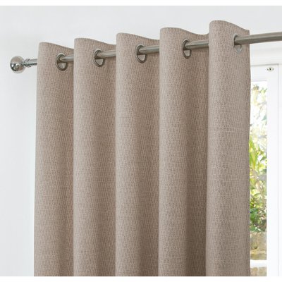 Clever Wool Woven Herringbone Blackout Lined Eyelet Curtains SO'HOME