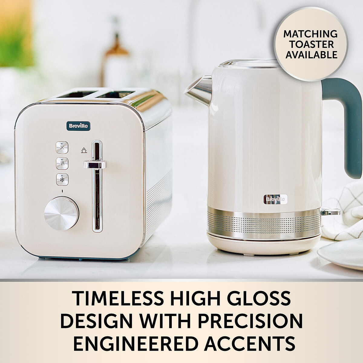 white high gloss kettle and toaster