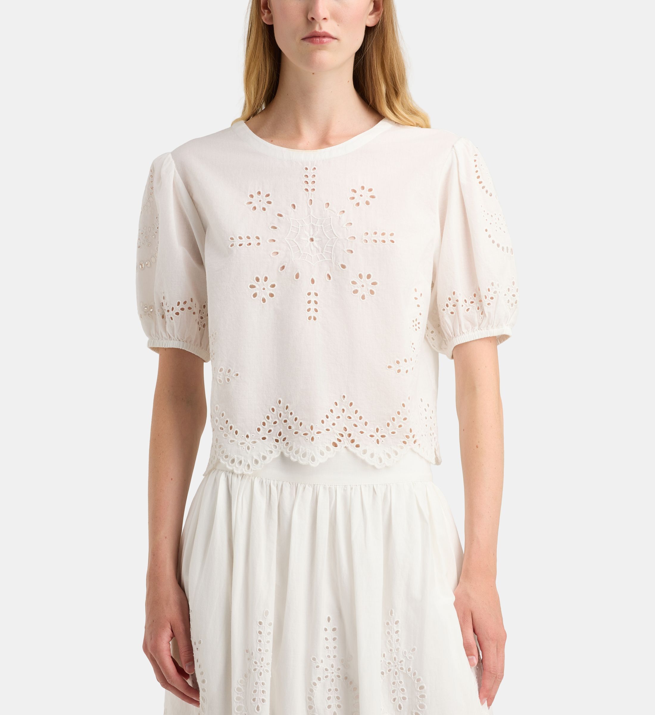 Top court confort flora schif à broderie anglaise, GALERIES LAFAYETTE
