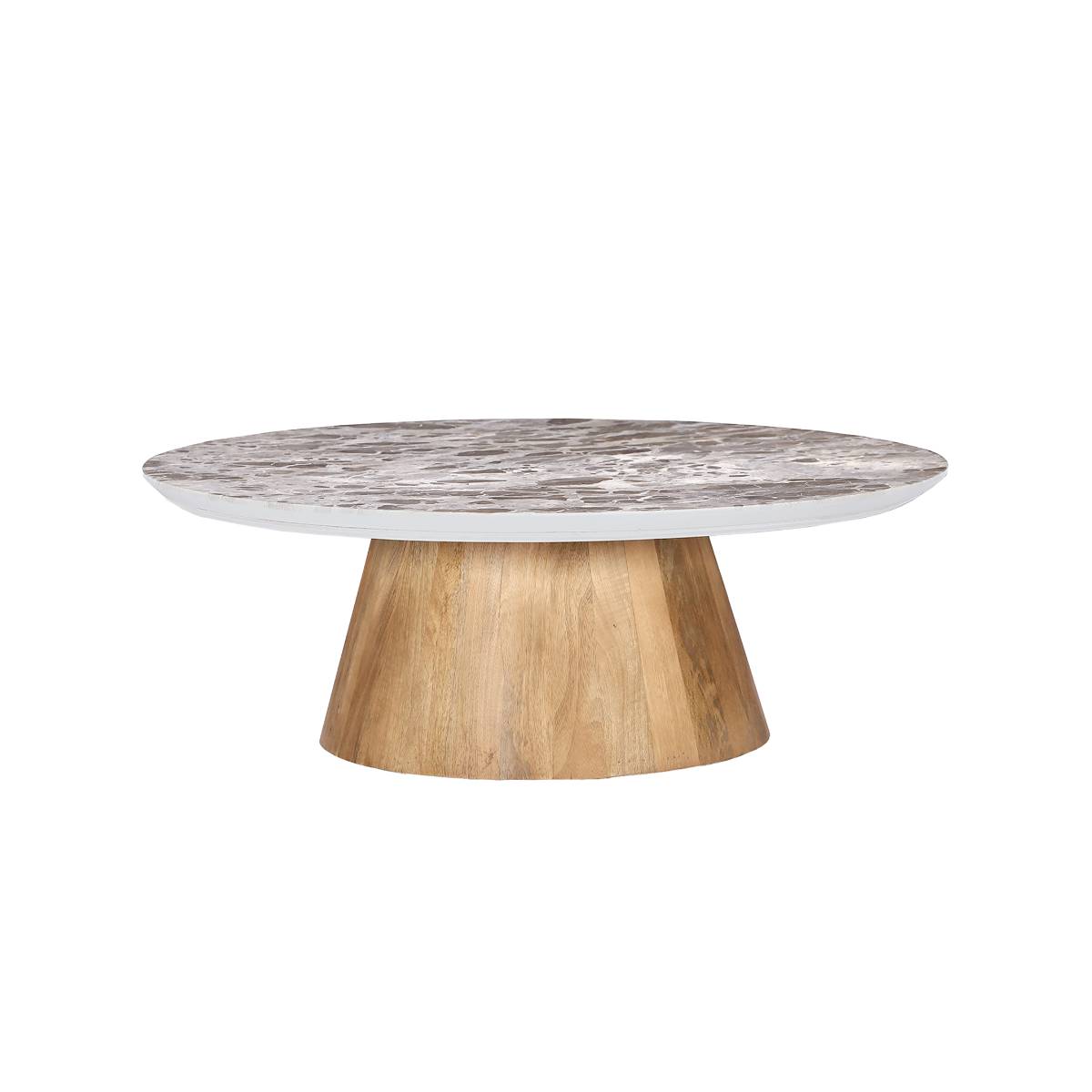Table basse ronde en bois de manguier et en marbre MELANIE, MADE IN MEUBLES