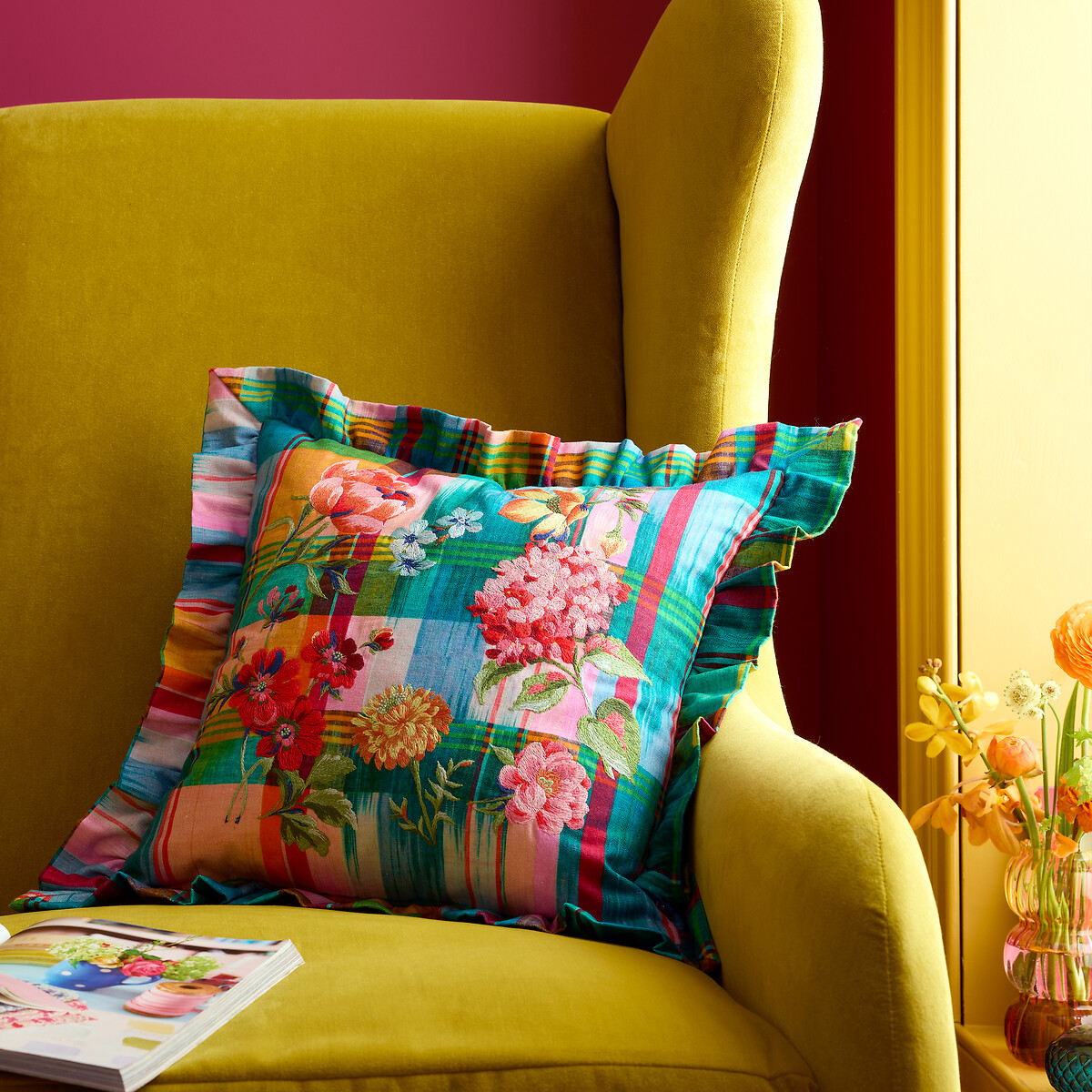 Wanderweave Ikat Check Filled Cushion, SOPHIE ROBINSON