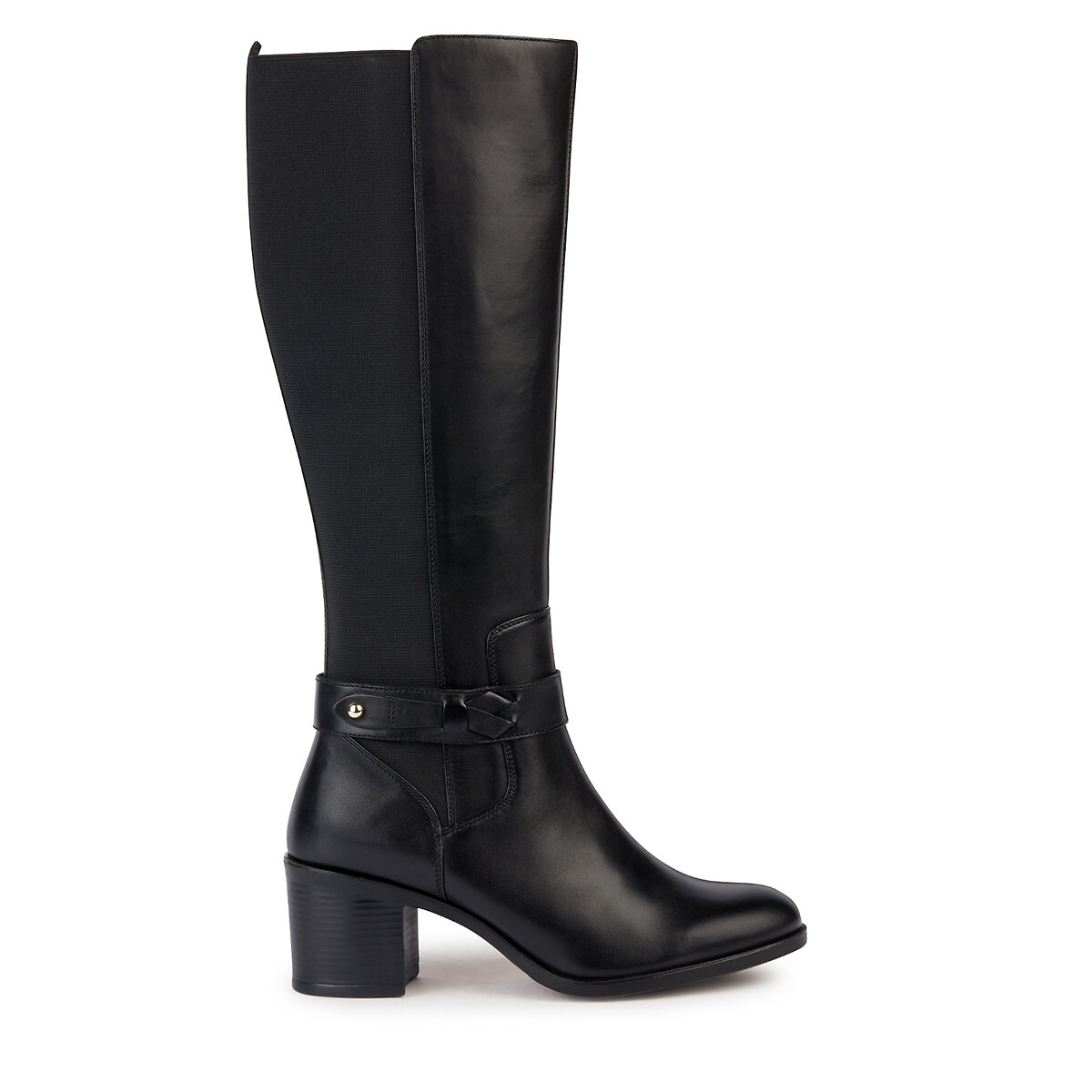 Image of New Asheel Knee-High Boots with Block Heel in Leather