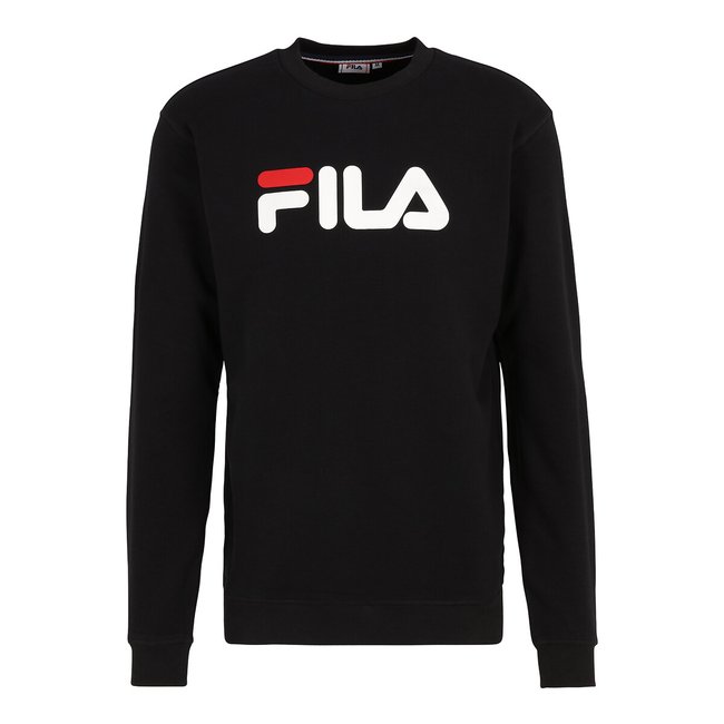 Barbian Cotton Mix Sweatshirt with Large Logo and Crew Neck, black, FILA