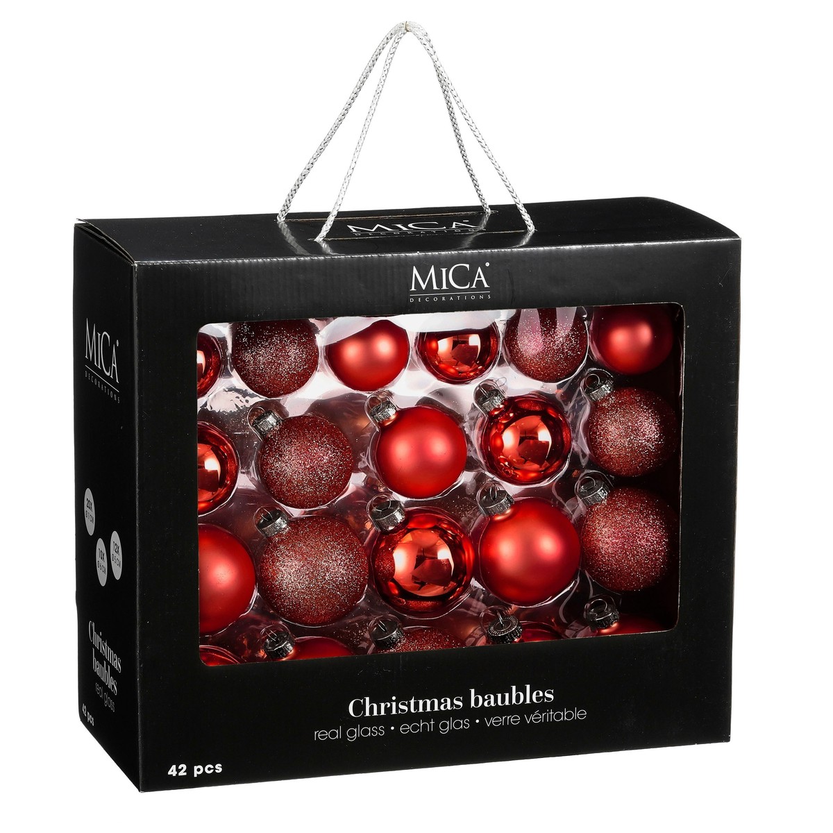 Lot de 42 boules de Noël en verre ZUGGA, MICA DECORATIONS