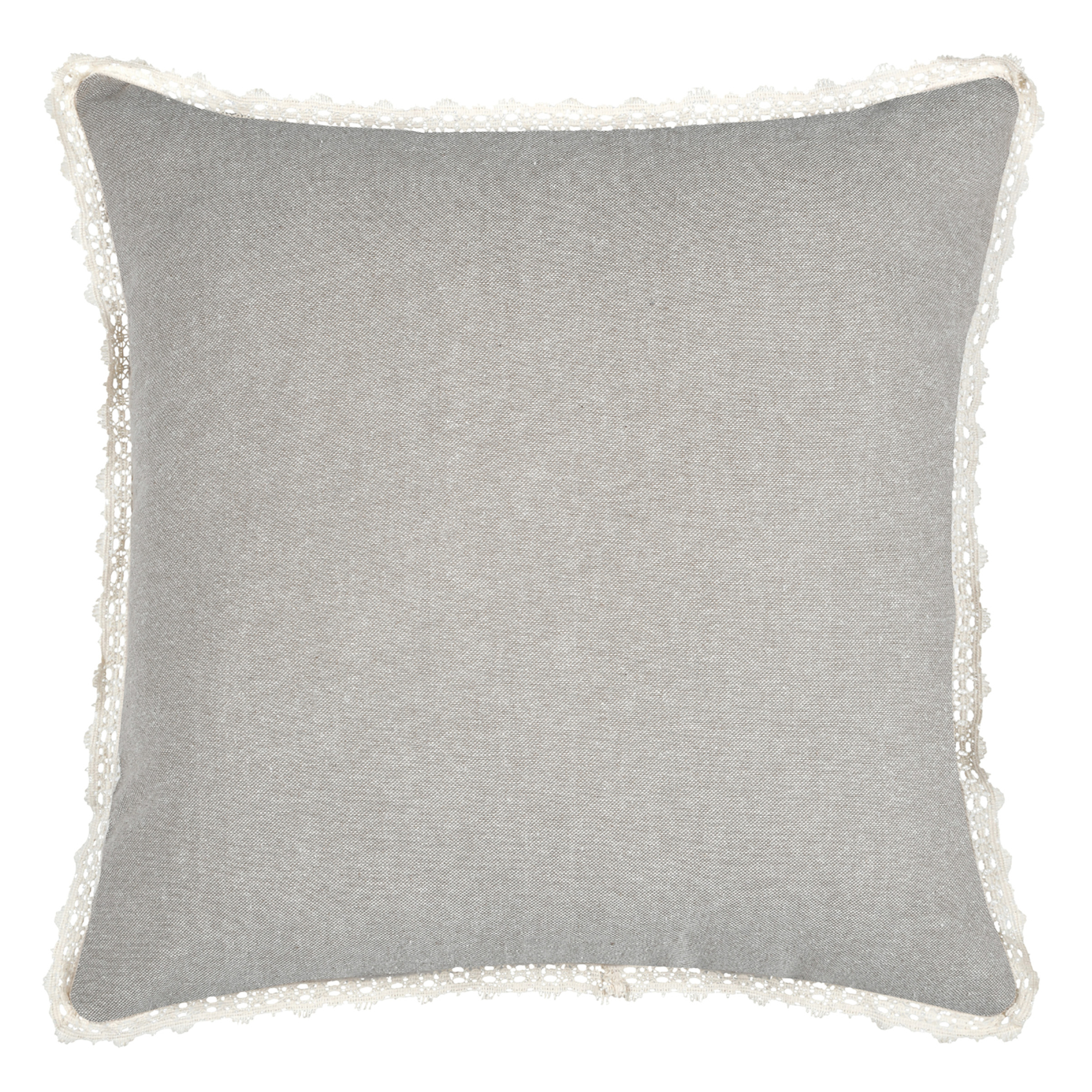 Coussin décoratif 100% coton finition dentelle, LOVELY CASA