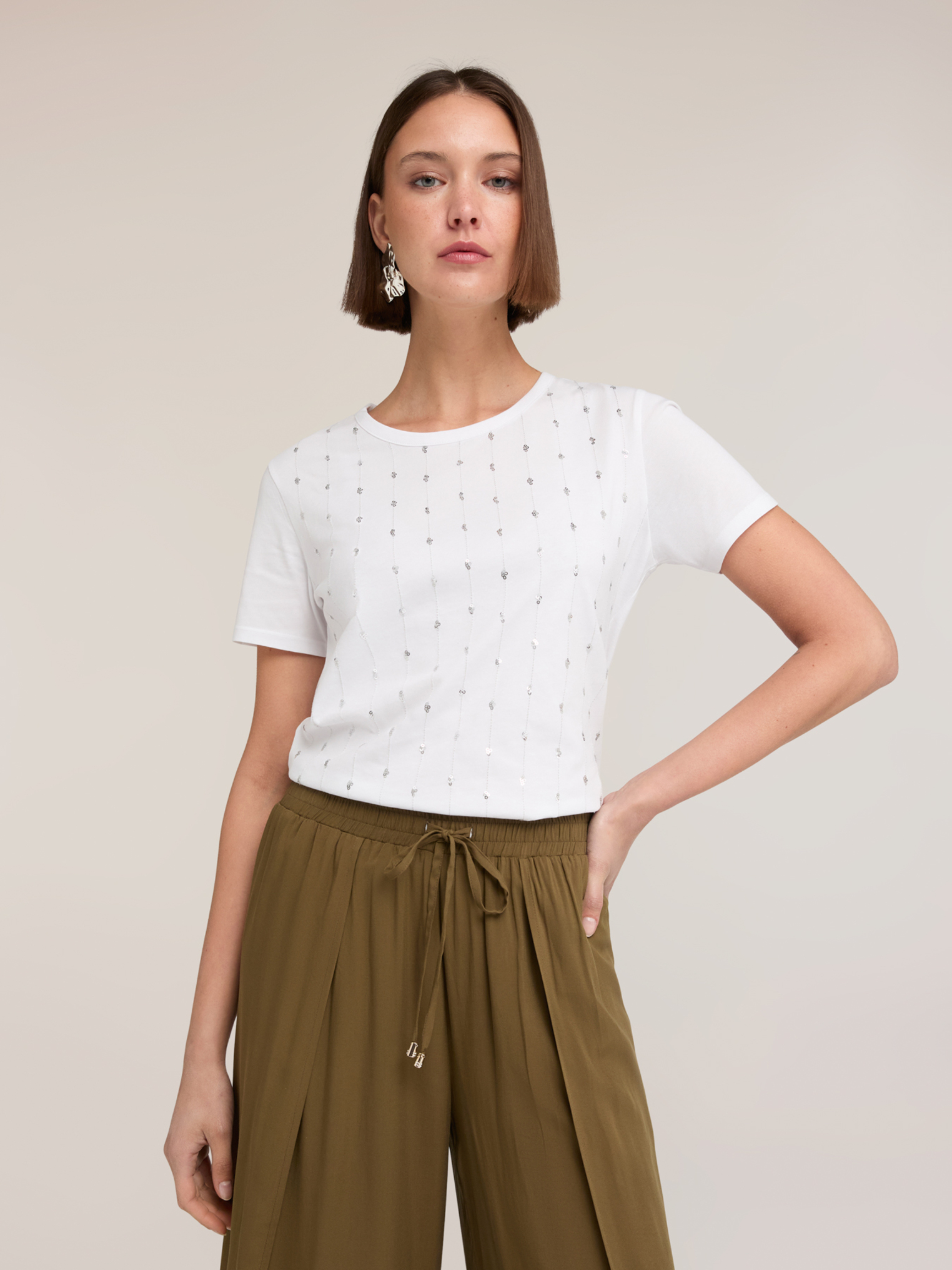 T-shirt avec broderie de paillettes, MOTIVI