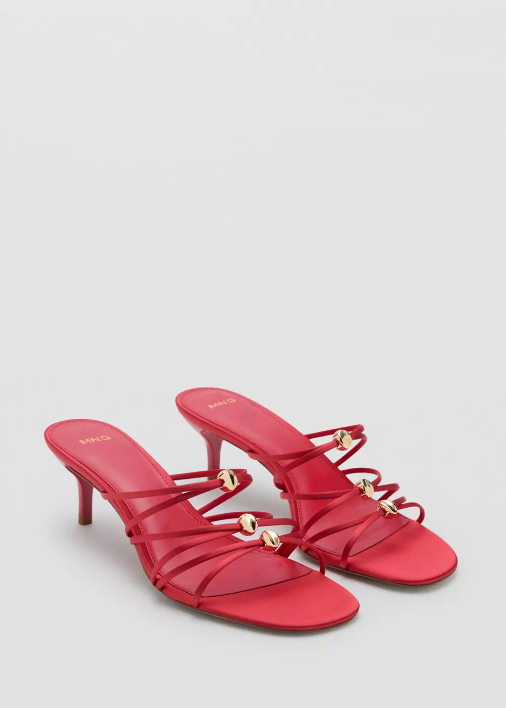 Sandales à talon avec brides satinées, MANGO