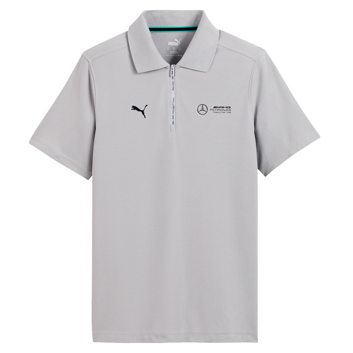 Mercedes polo shirt in cotton mix with short sleeves grey Puma La Redoute