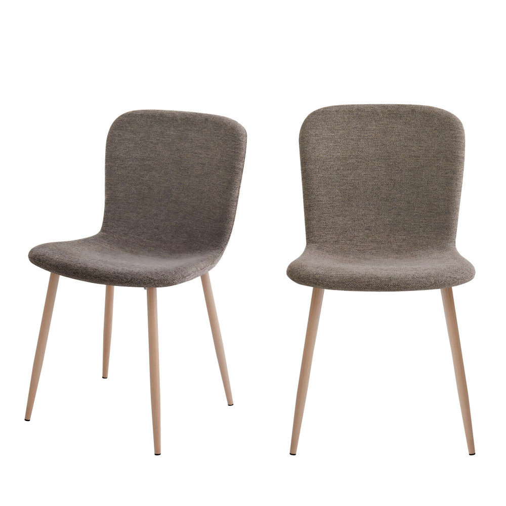 Lot de 2 chaises en tissu piètement effet bois- GASTON, DRAWER