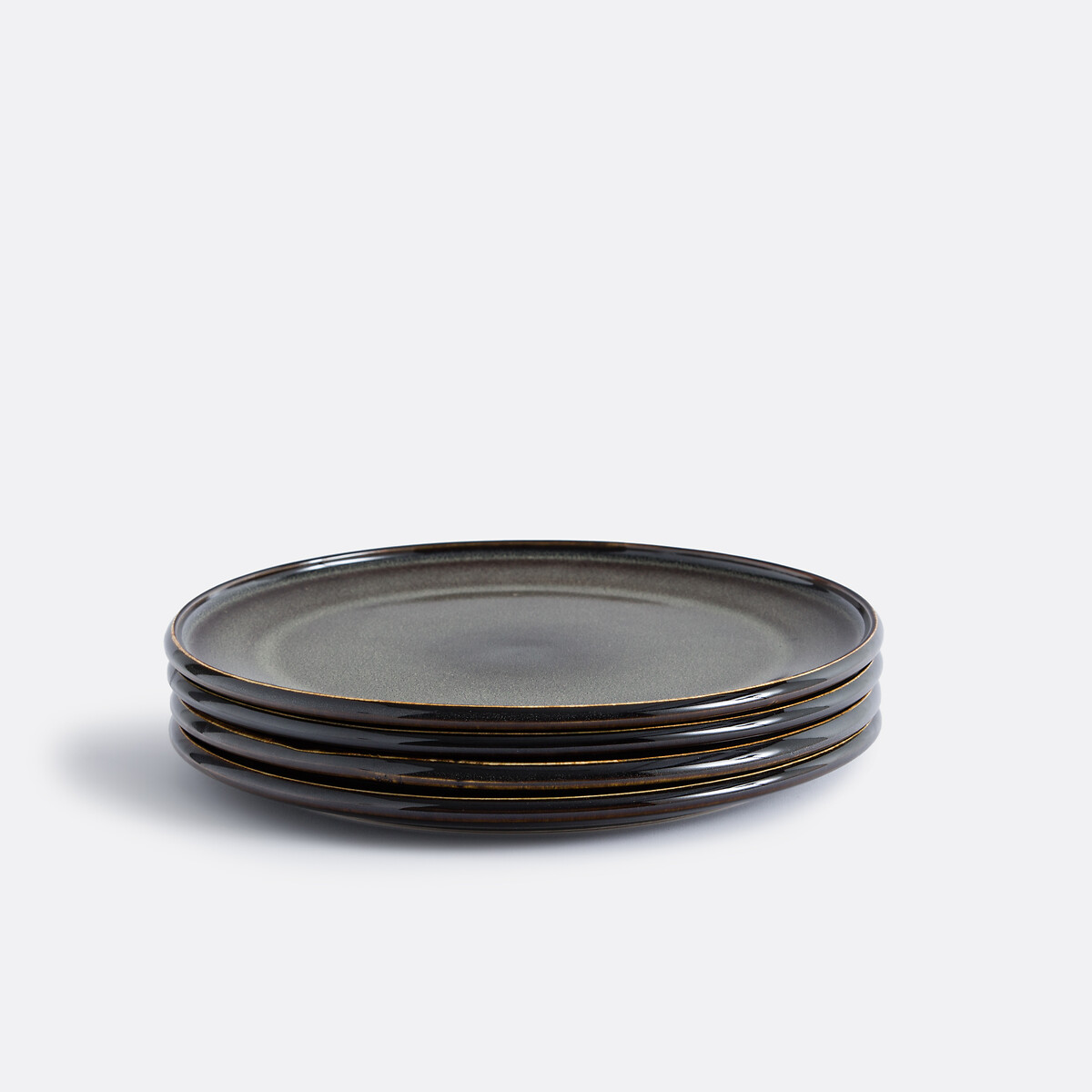 Lot de 4 assiettes plates grès émail réactif, Zuka, LA REDOUTE INTERIEURS