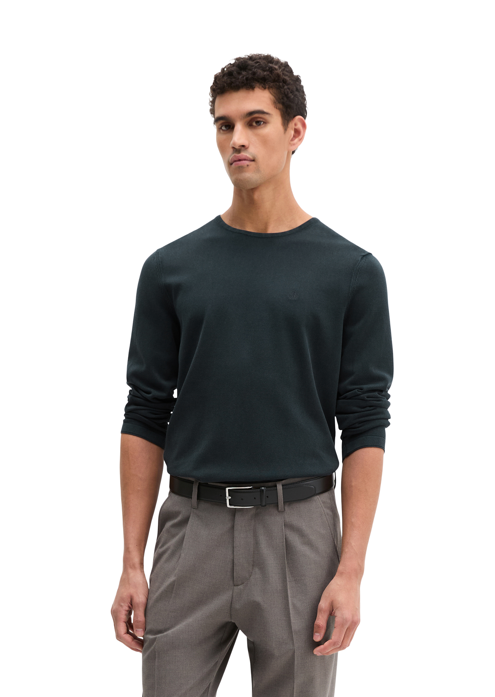 Pull-over en maille fine regular en coton biologique certifié, MARC O'POLO