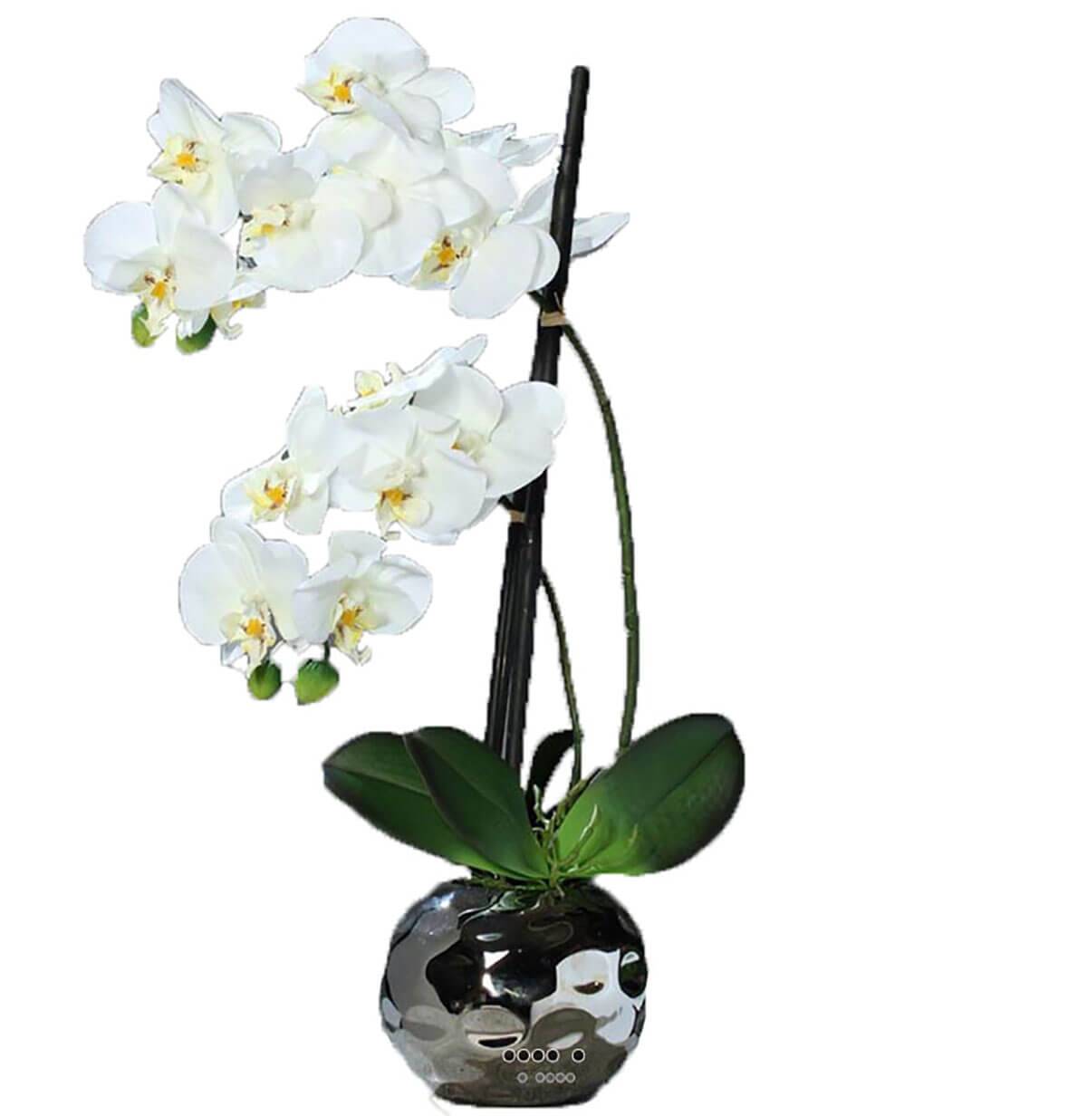 Orchidée factice 2 hampes en boule céra, ARTIFICIELLES