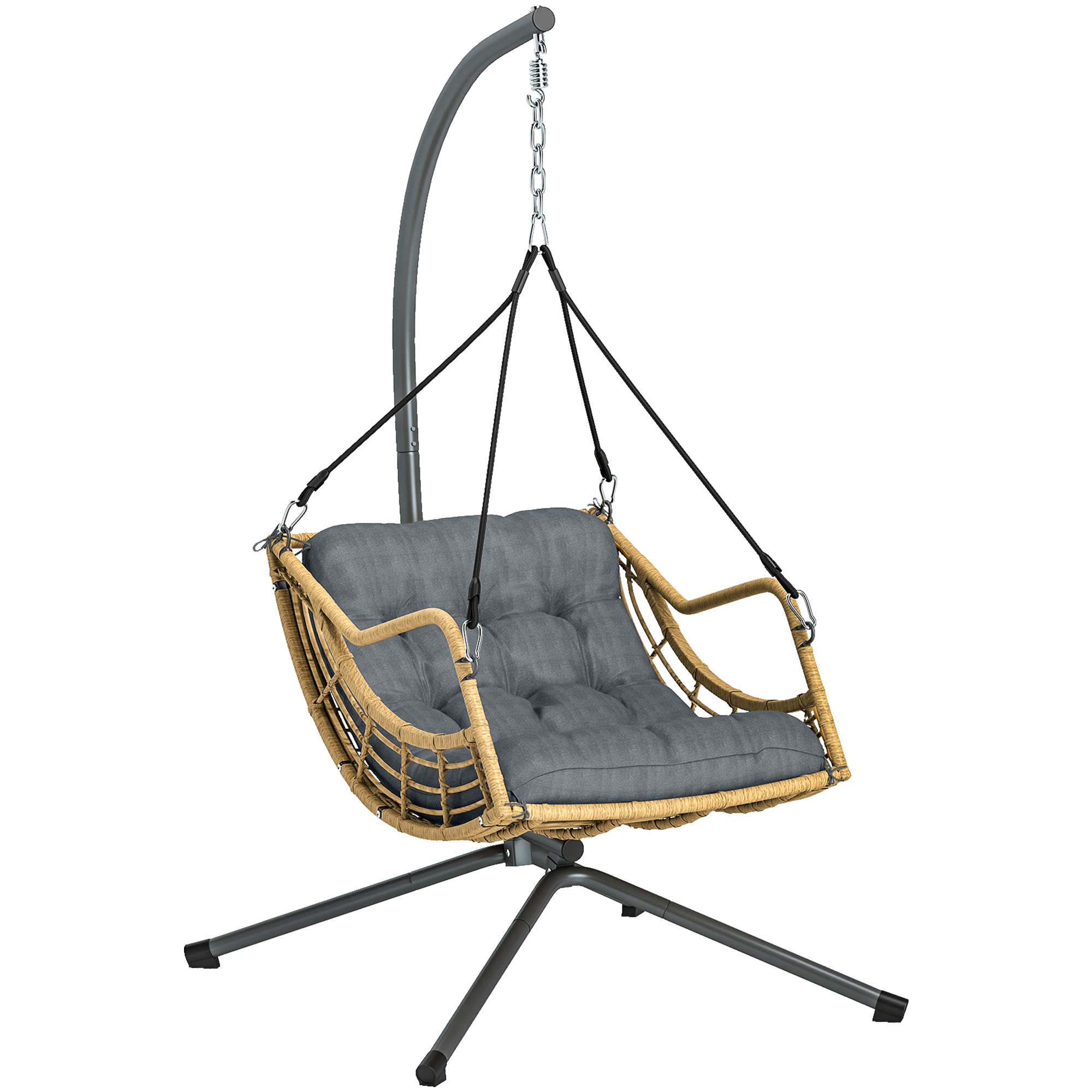 Fauteuil balancelle en rotin Résine tressée, OUTSUNNY