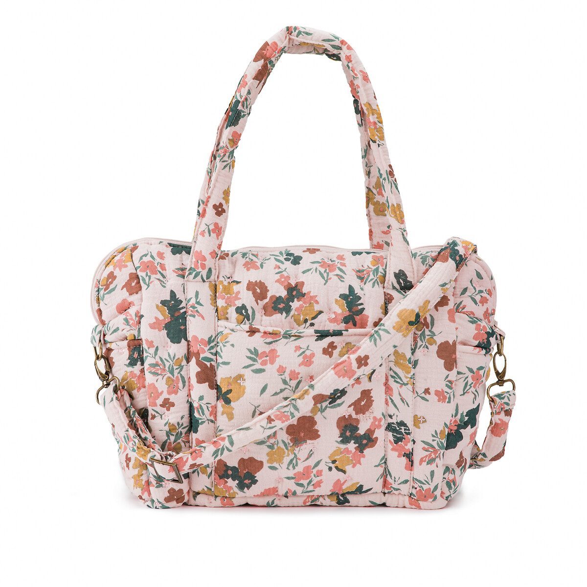 Callas floral cotton muslin changing bag, print/pink background, La Redoute  Interieurs La Redoute
