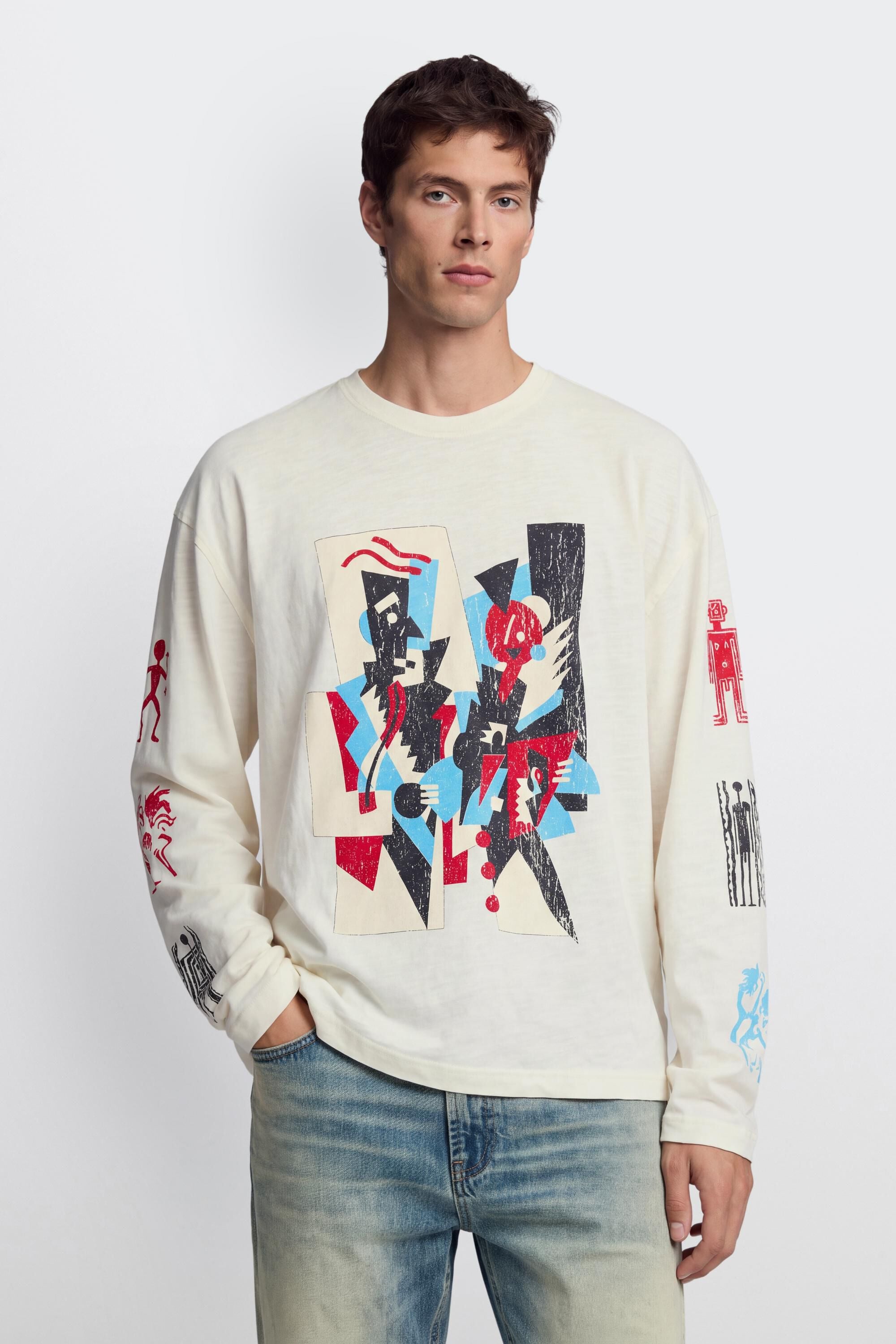 T-shirt à manches longues imprimé vintage, DESIGUAL