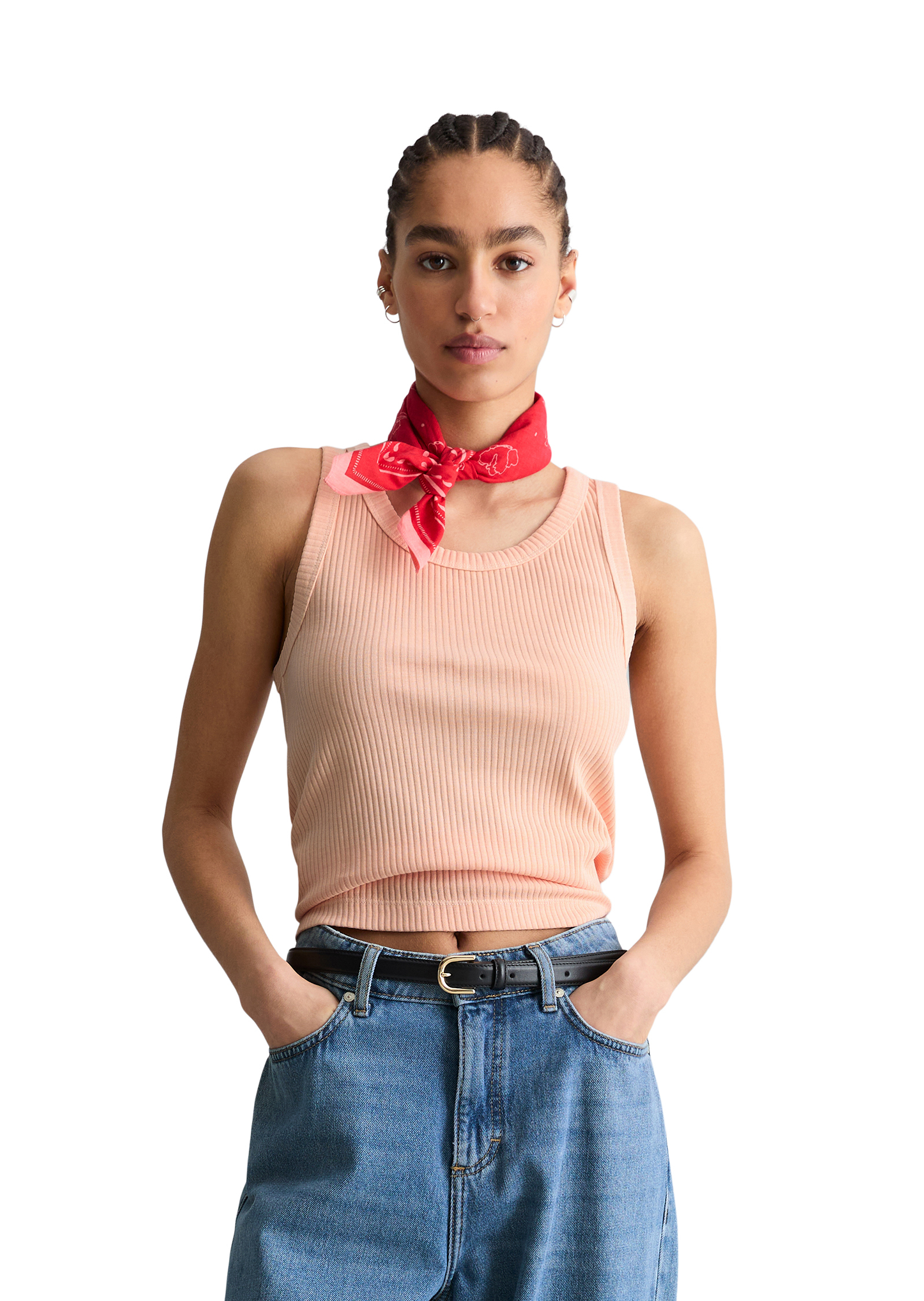 Débardeur regular en jersey de coton organique rib, MARC O’POLO DENIM