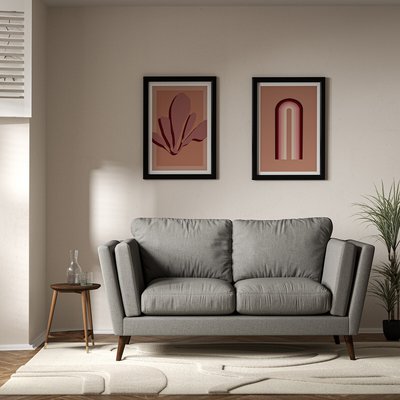 Frida Contemporary Soft Brushed 2 Seater Feather Sofa with Dark Wood Legs SO'HOME
