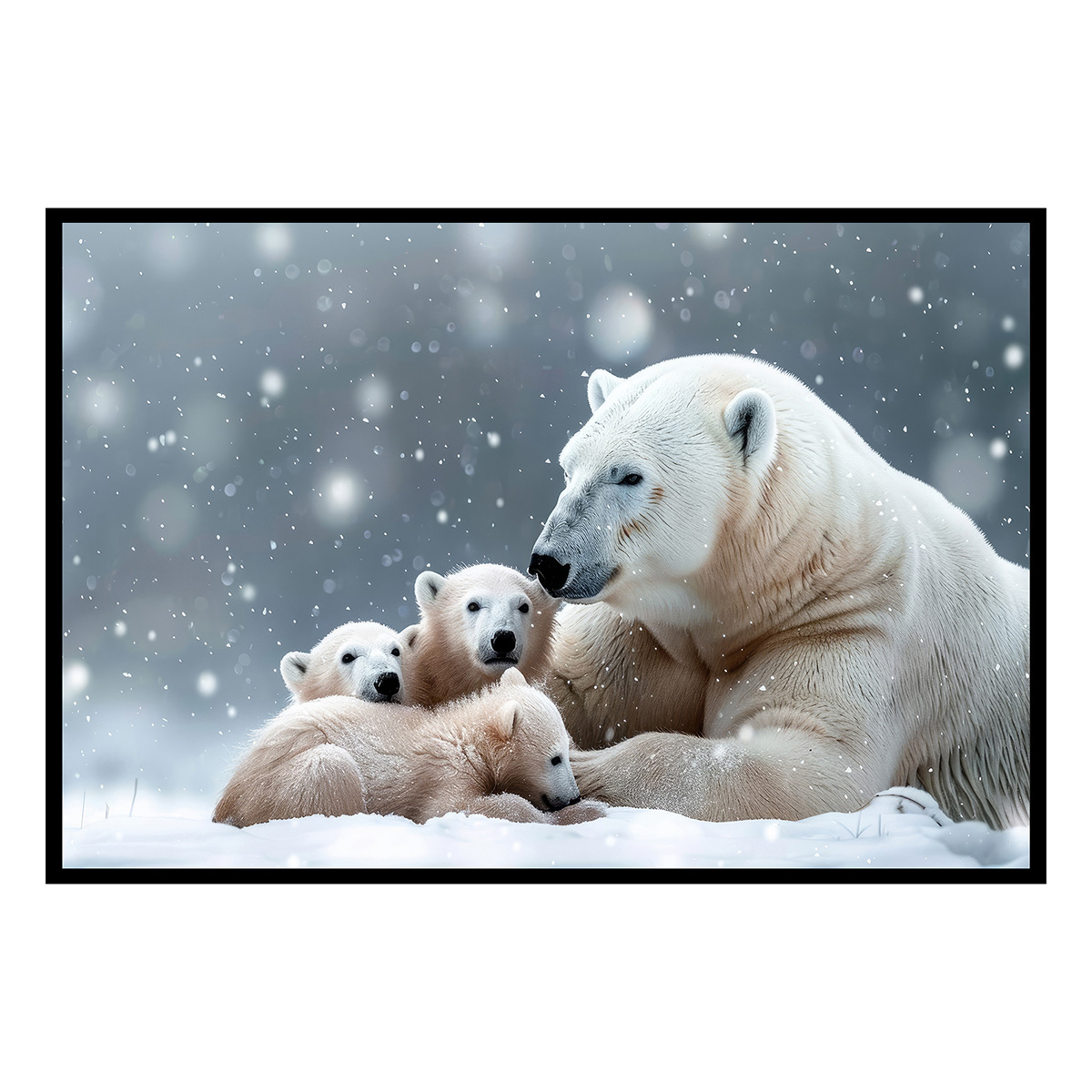 Affiche encadrée famille ours polaires, HEXOA