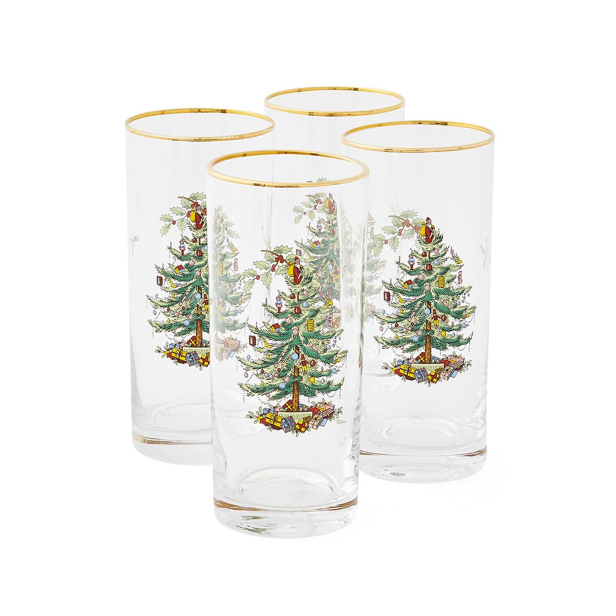 Set of 4 Christmas Tree Hiball Glasses, SPODE