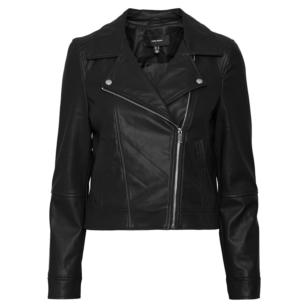 Image of Faux Leather Zipped Jacket