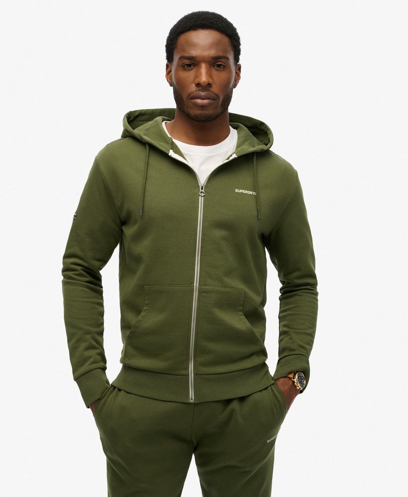 Sweat à capuche zippé uni, SUPERDRY