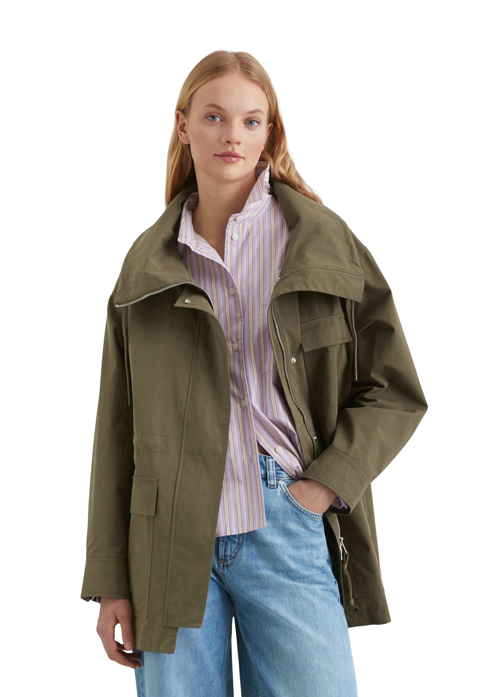 Parka workwear surdimensionnée en nylon de coton enduit, MARC O’POLO DENIM