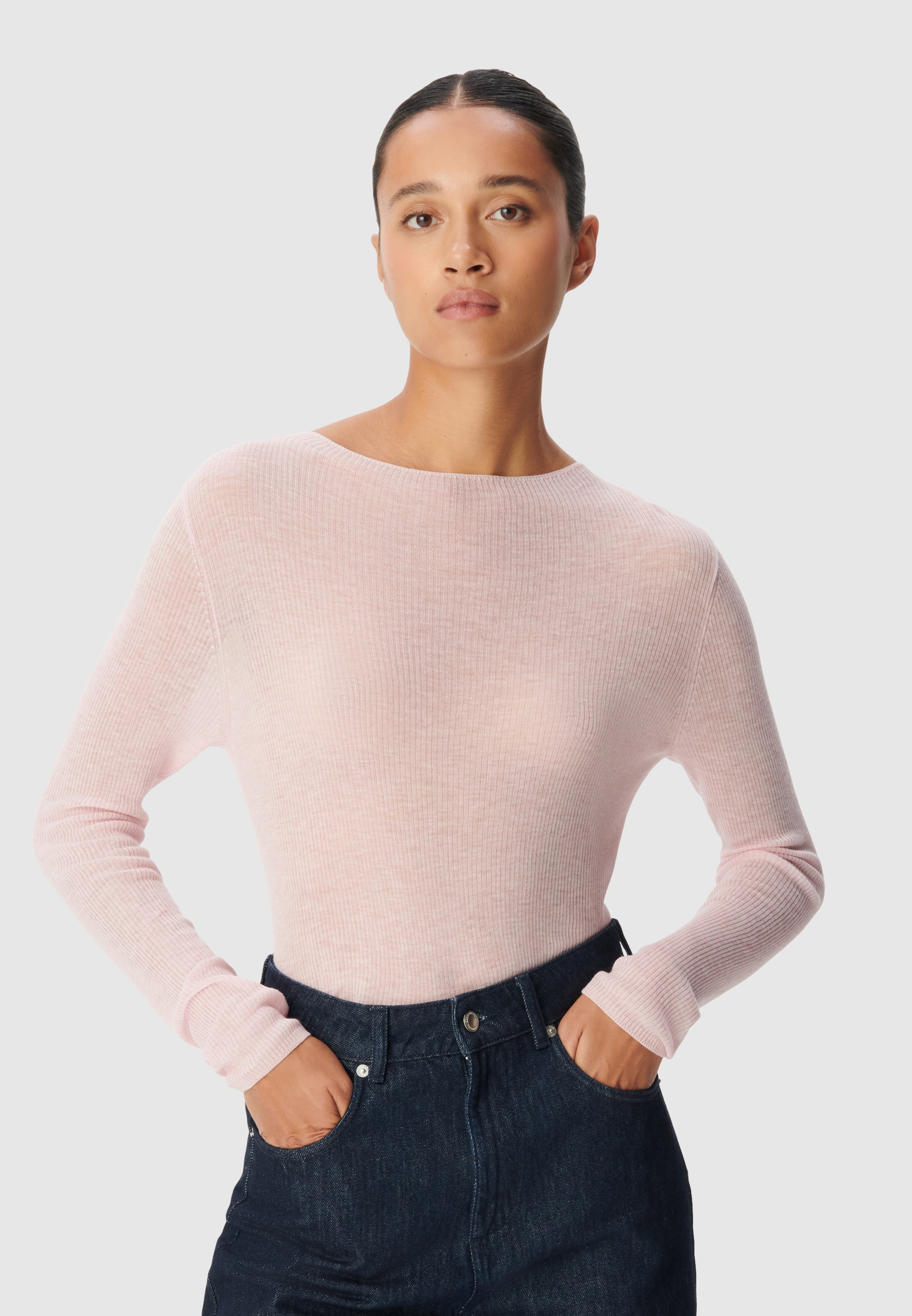 Pull col rond tricot fin 100% laine, IKKS