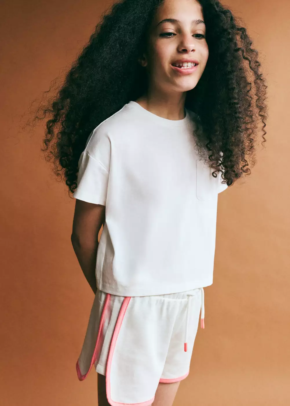 Short en coton avec couture en contraste, MANGO KIDS