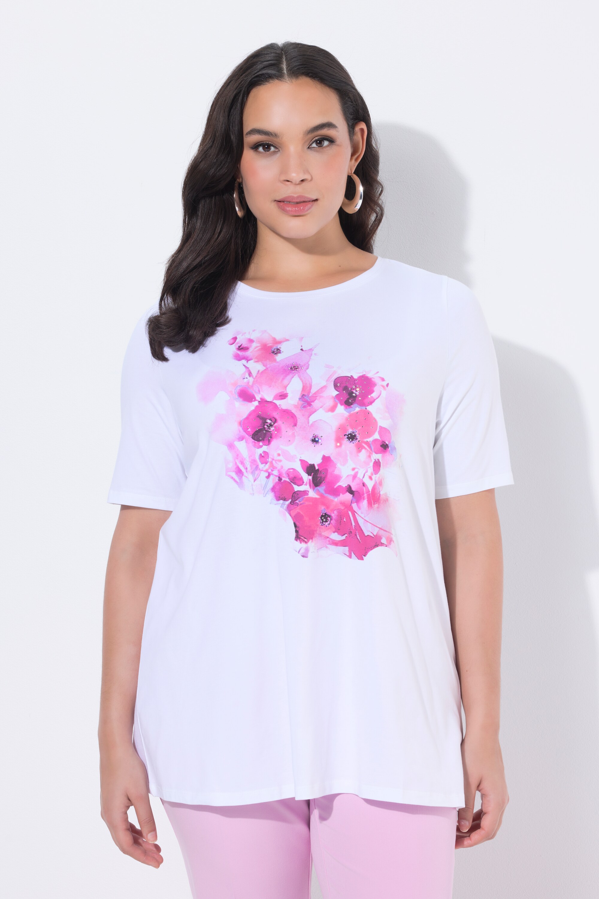 T-shirt en coton Pima, motif à fleurs, ULLA POPKEN
